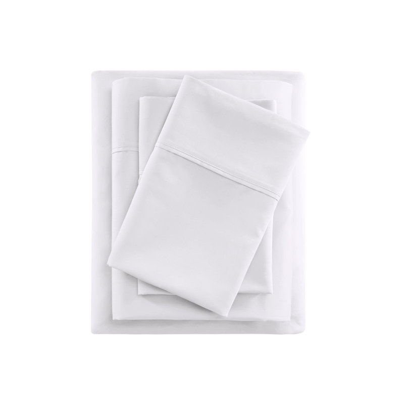 4 Pieces Cooling Cotton Blend Sheet Set, Full / Double, White