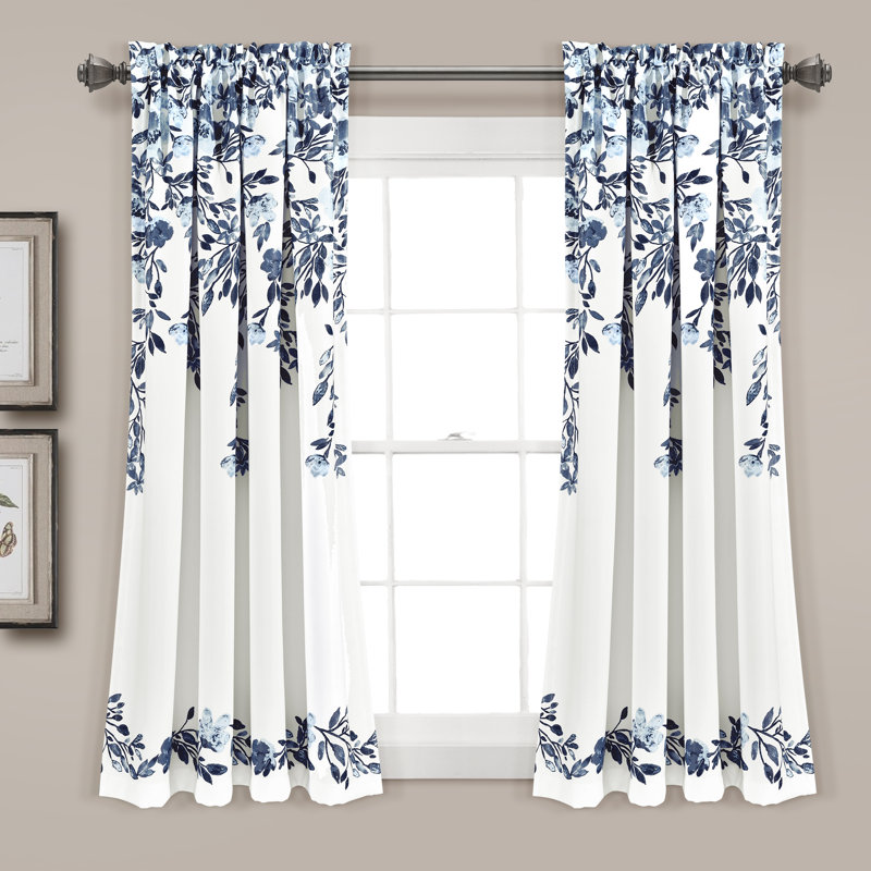 Semi Sheer Curtain Pair, Navy, 52"W x 45"L