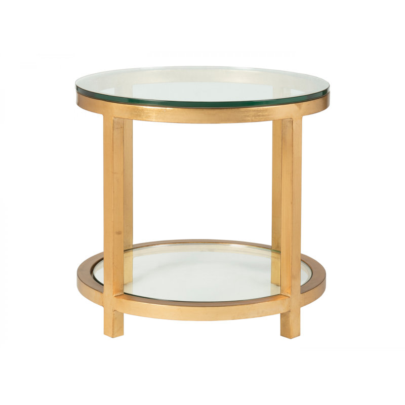 Metal Designs Per Se Round End Table, Gold Leaf