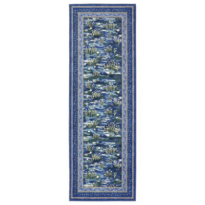 Washable Rug for Living Room, Soft Non Slip Floral Bedroom Rugs, Water Lily Pond Cute Nursery Rug, Large Low Pile Stain Resistant Farmhouse Rugs
