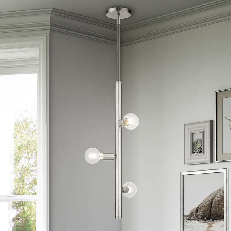 Luminaire suspendu à 3 lumières Jolisha, Nickel brossé