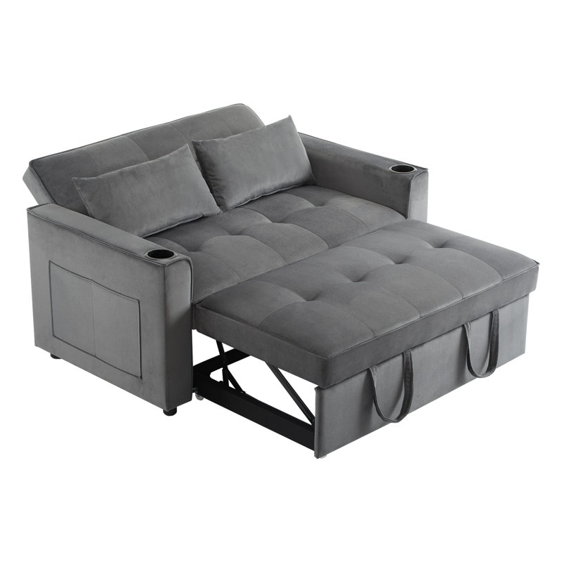 Andraia 2 Seater Velvet Sofa Bed, Grey