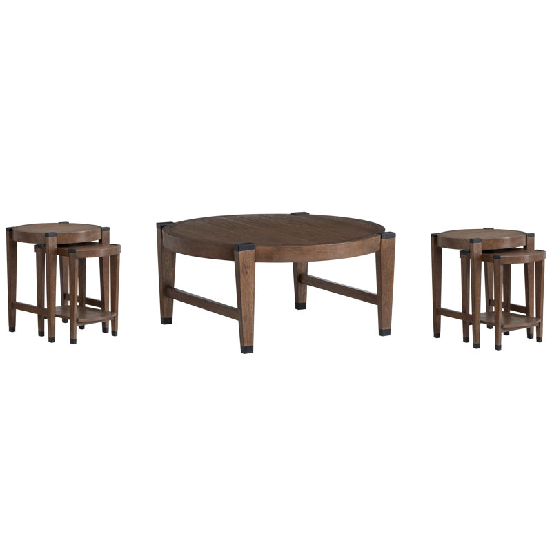 Table de bout ronde avec 2 tables de bout gigognes, 5 pièces: tables basses, 4 tables de bout