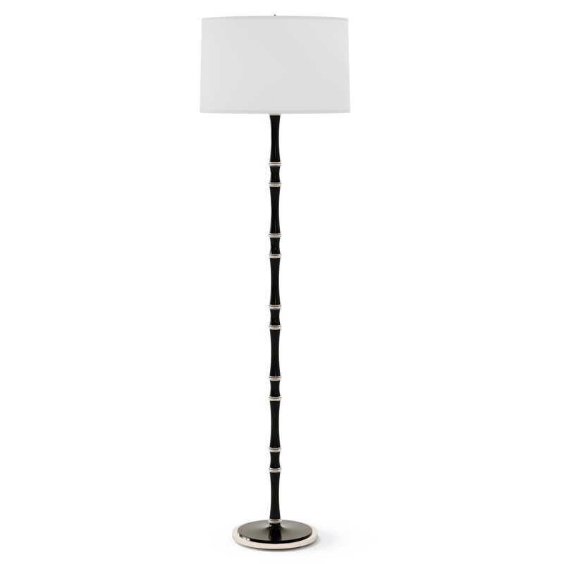 Lampe sur pied traditionnelle 64,50 po Kane, Obsidienne vernie, Blanc Ascot