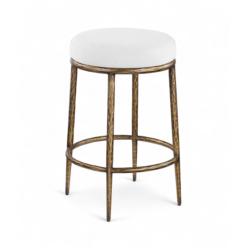 Tabouret de comptoir Ferro Hessle, Blanc, Doré