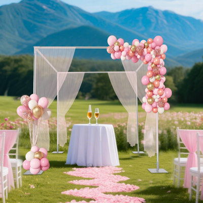 Backdrops & Signs, Outdoor Wedding Party Stand, 4 Post Backdrop Stand Kit,Adjustable 4 Post Hardware Kit