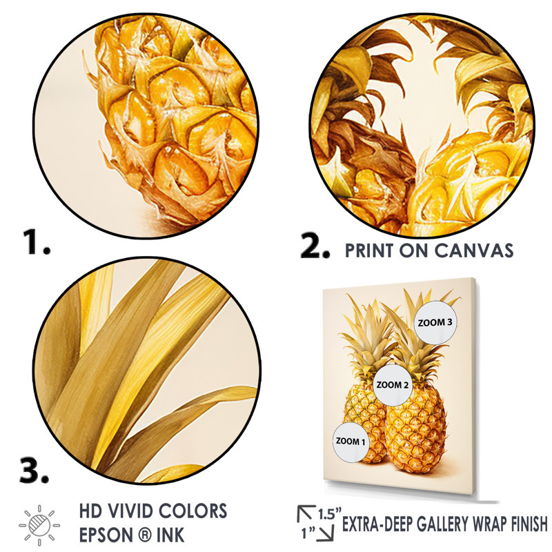 Pinapple Golden Grove sur toile, H 40 po x l 30 po x P 1,5 po, Cadre flottant blanc