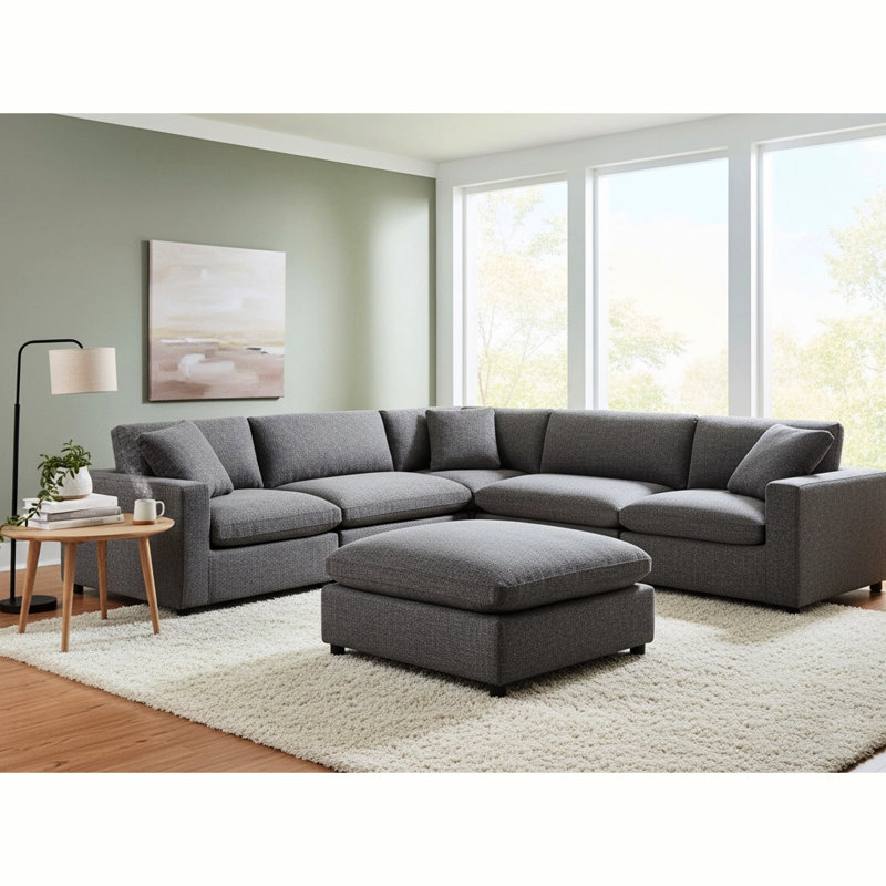 Canapé modulaire 6 pièces Cassandra - Gris anthracite