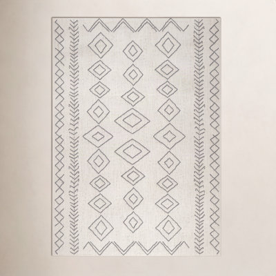  Ivory Dark Grey Outdoor Moroccan Rug