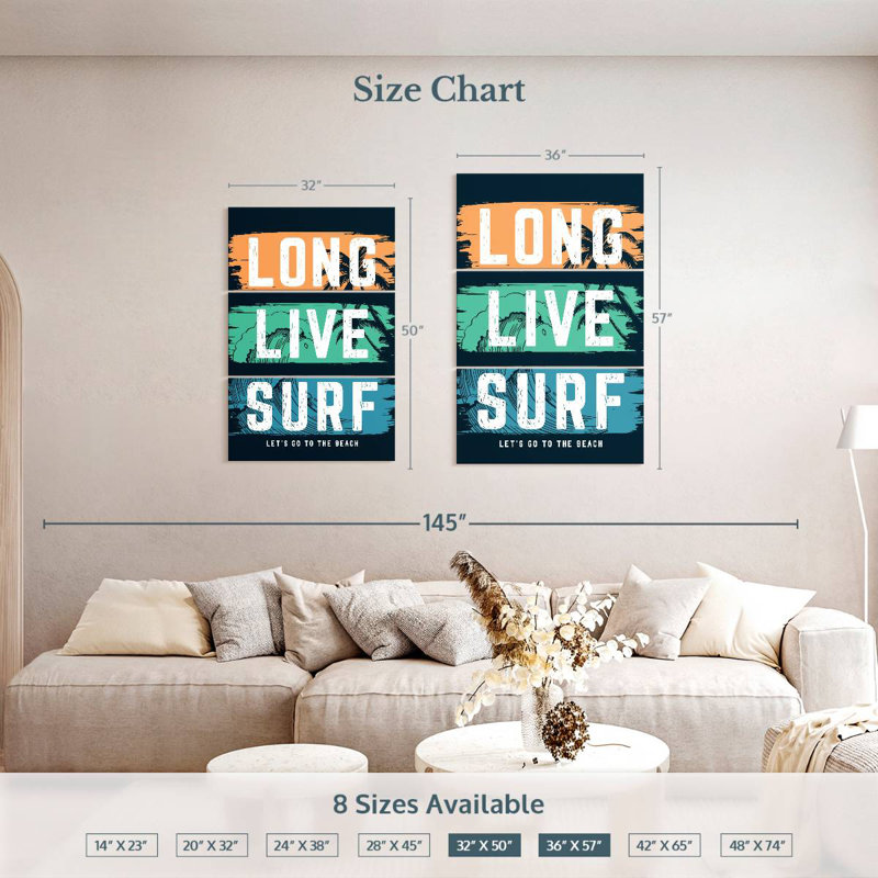 Tergel Long Live Surf, typographie, H 50 po x l 32 po