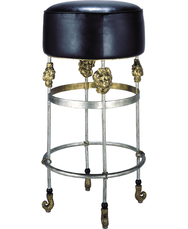 Armory 31" Bar Stool, Black, Bar Stool (31" Seat Height), Gold