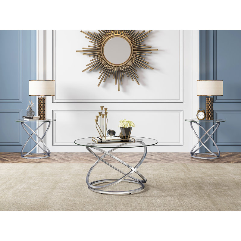 Reepham Frame Coffee Table with Storage, Clear/Chrome