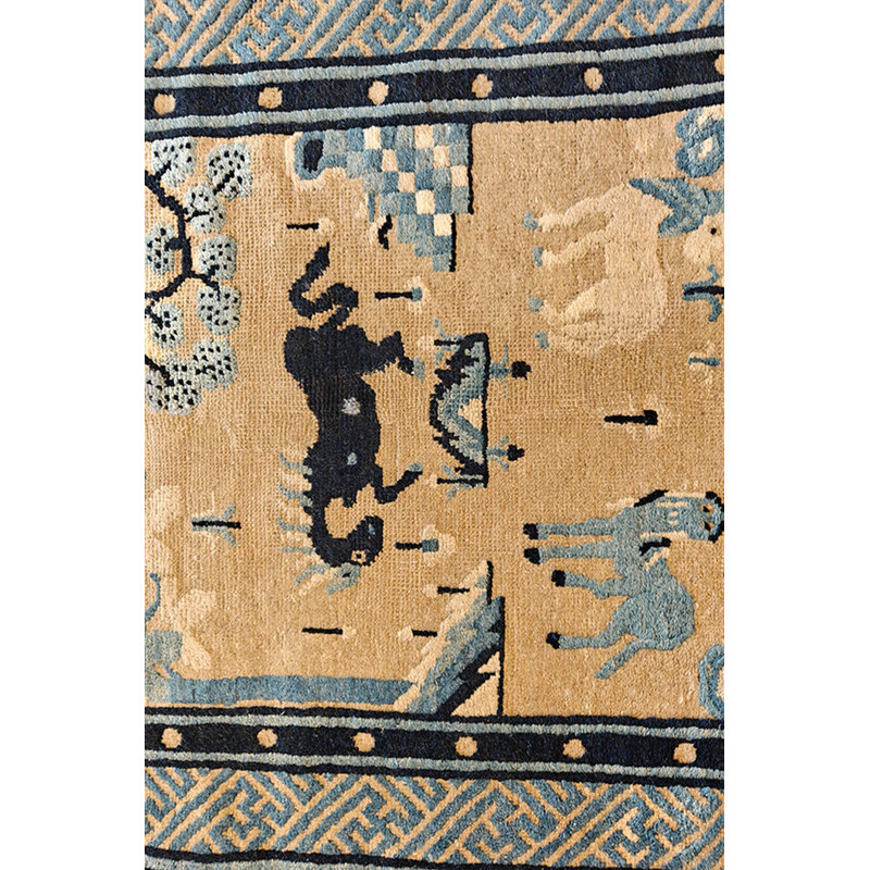 Antique Animal Design Small Scatter Size Chinese Baotou Area Rug