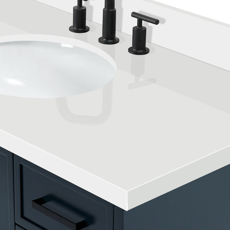 ARIEL Kelly 49 Single Sink Bathroom Vanity with Pure Quartz Top, Midnight Blue