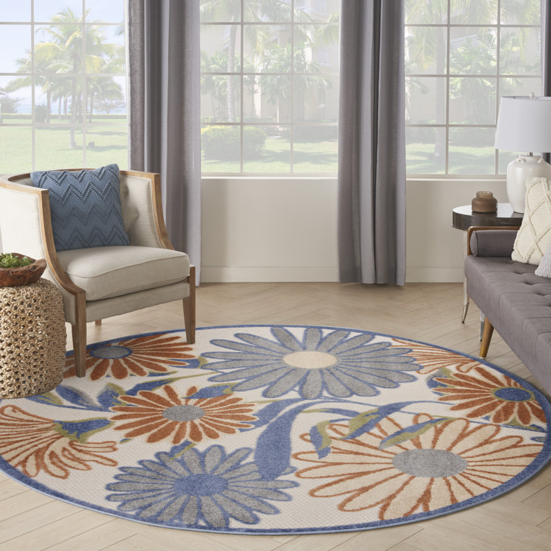 Tapis intérieur / extérieur beige Isalia, Rond 4 pi