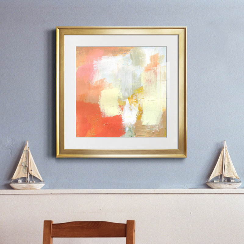 «Yellow and Blush IV», reproduction encadrée de qualité supérieure - prête à être accrochée, H 17,5 po x l 17,5 po x P 1,5 po