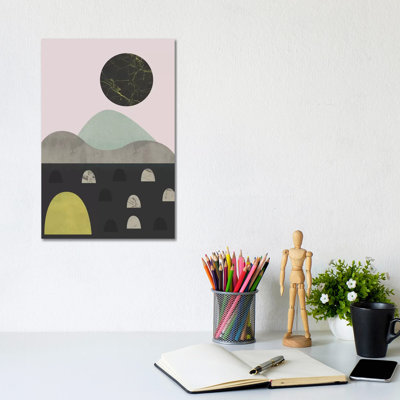 Stones And Moon by Flatowl - Wrapped Canvas Painting