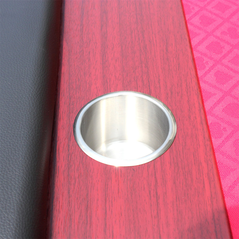 Table de poker de 96 pouces pour 10 joueurs avec porte-gobelet en bois texturé Speed, Rouge