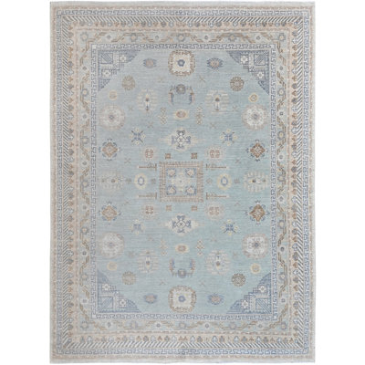High-Quality Hand-Knotted Light Blue Area Rug