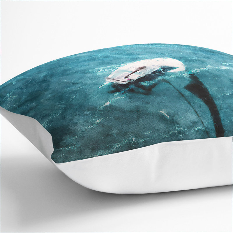 Scow Boat out Sailing Scatter Cushion, White, 40cm H x 40cm W x 15cm D