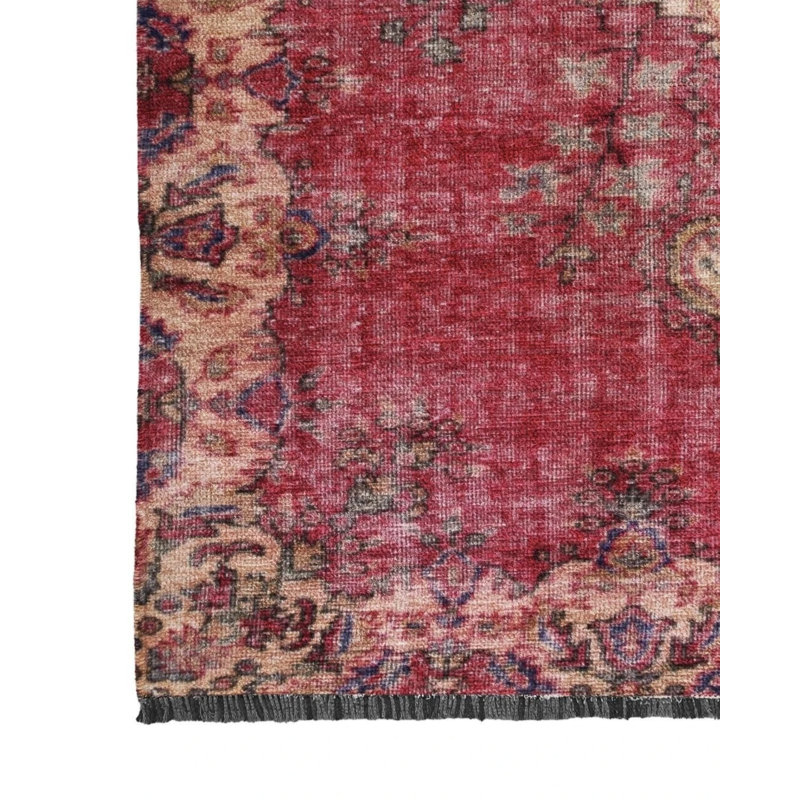 Tapis oriental en polyester tissé à la machine Tarango, Rectangle 3 pi 4 po x 6 pi 7 po