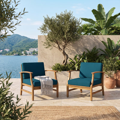 Fauteuil club extérieur en bois d'acacia avec panneau à lattes