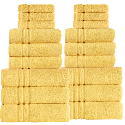 18 Piece Bath Towels Set for Bathroom Original Turkish Cotton Soft, Absorbent and Premium 6 Bath Towels, 6 Hand Towels, 6 Washcloths