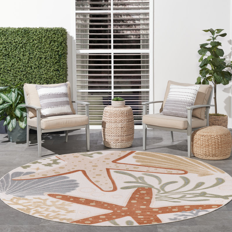 Tapis d'intérieur / extérieur Antwanett, Rond 7 pi 10 po