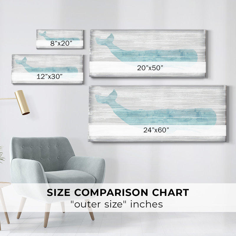 Baleine ivoire sur toile, H 12 po x l 30 po x P 1,5 po