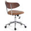 Chaise de bureau moderne Mid-Century avec dossier en bois, chaise de bureau pivotante à hauteur réglable, chaise de travail ergonomique rembourrée brune avec roulettes, style rétro pour salle d'étude et salle d'ordinateur-435677180