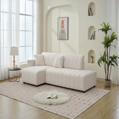 Wool Left Facing Sectional Sofa With Chaise