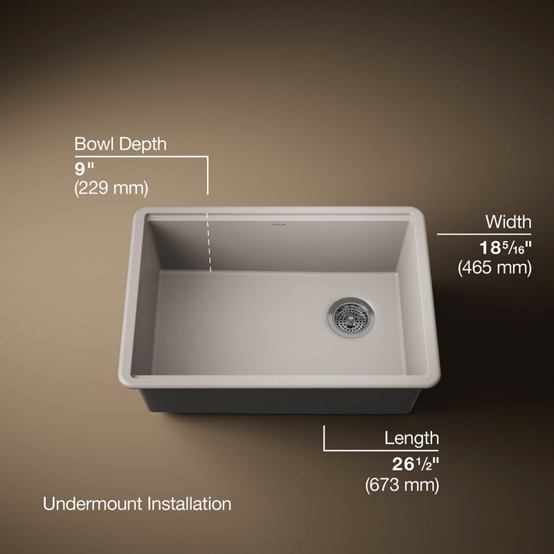Billings Undermount Single-Bowl Kitchen Sink, Beige