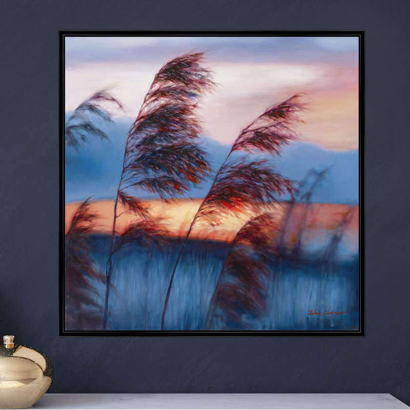 Pampas Grass At Dusk Painting, Black