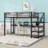Metal Loft Bed with Desk and Stairs and LED Lights-44869146-44869151