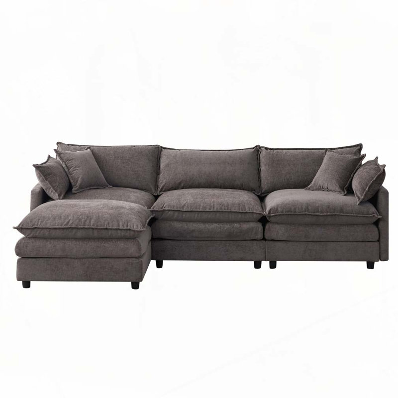 Modulaire 3 places avec repose-pieds, Gris