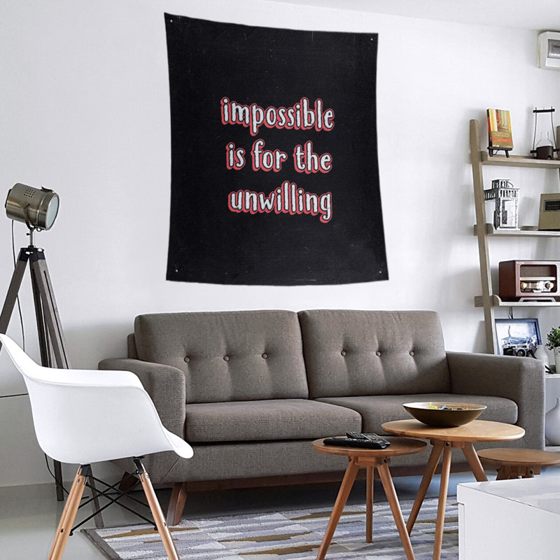 Tapisserie tableau noir quote not impossible quot, H 104 po x l 88 po, Rouge