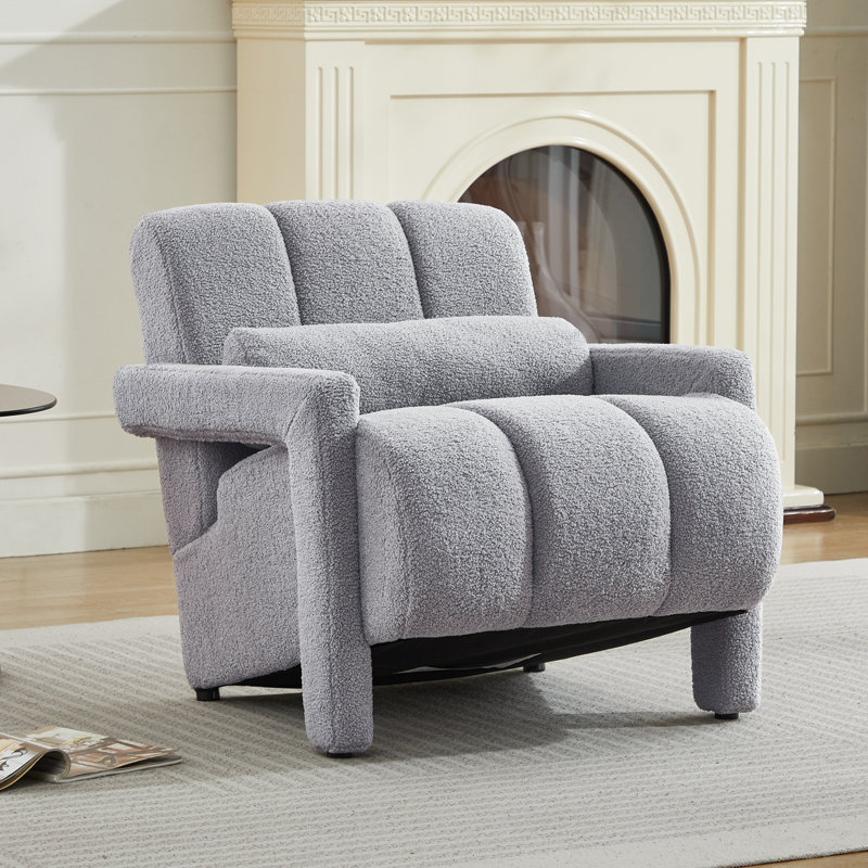 Jakeim 28‘’ Upholstered Accent Chair with Arm, Light Gray