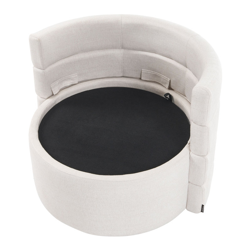 Upholstered Swivel Barrel Chair, White