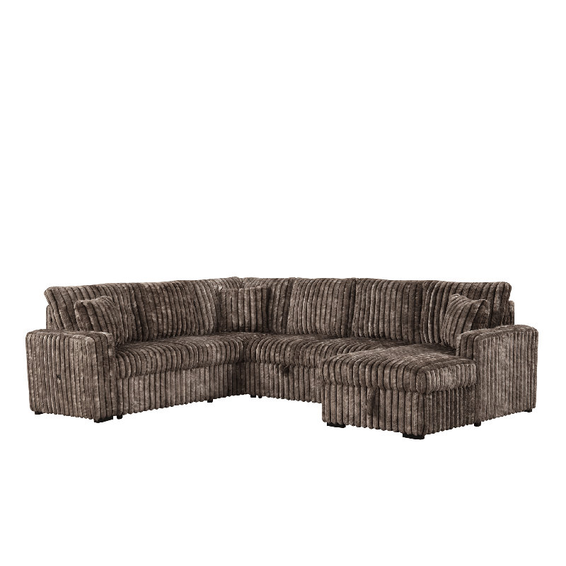 Canapé modulaire 6 pièces Supreme, Velours côtelé gris