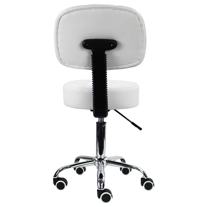 Tabouret de laboratoire rond à hauteur réglable, Blanc