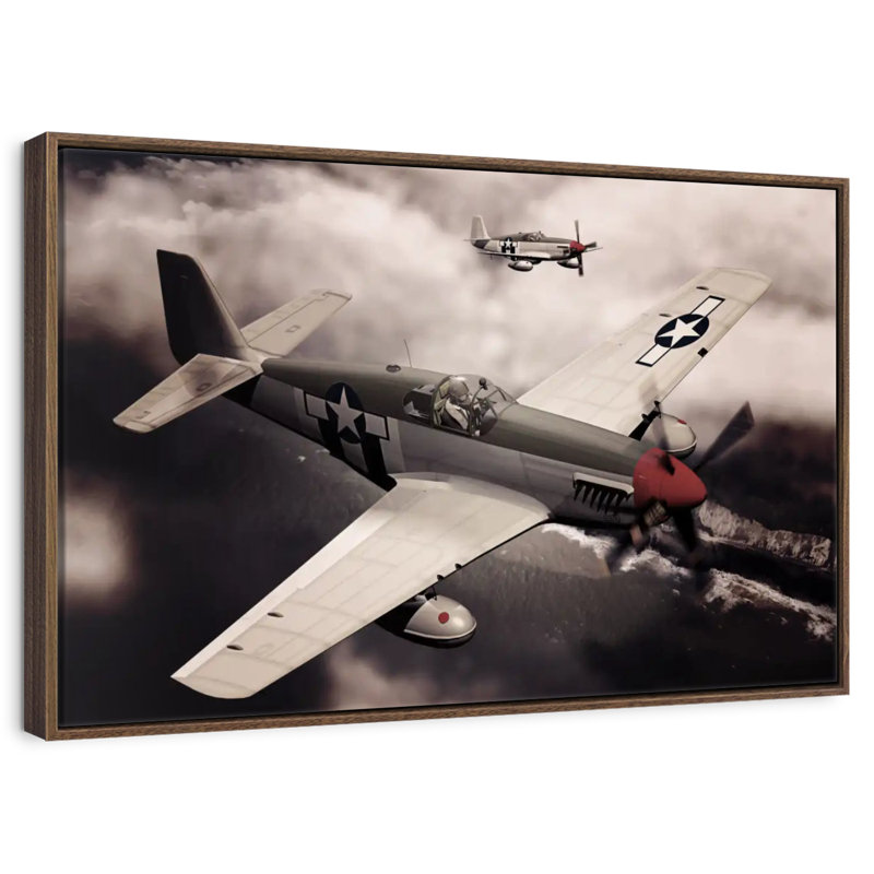 Sepia Military Airplanes, 43" X 29", Floating Frame Walnut