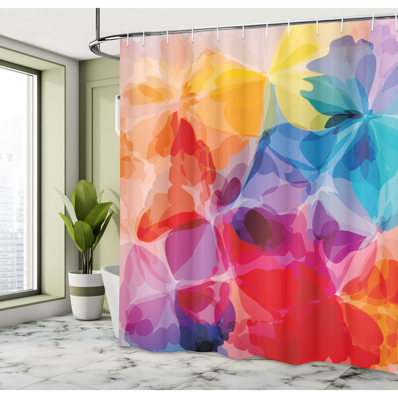 Ensemble de rideau de douche et crochets d’art, H 75 po x l 69 po