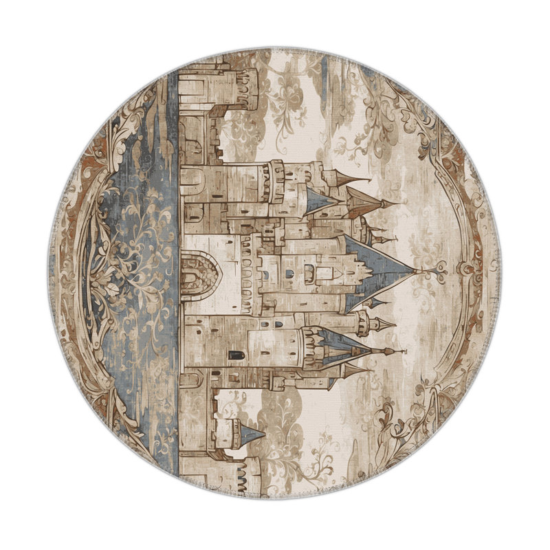 Ivory Towers Indoor And Outdoor Area Rug, Round 5'