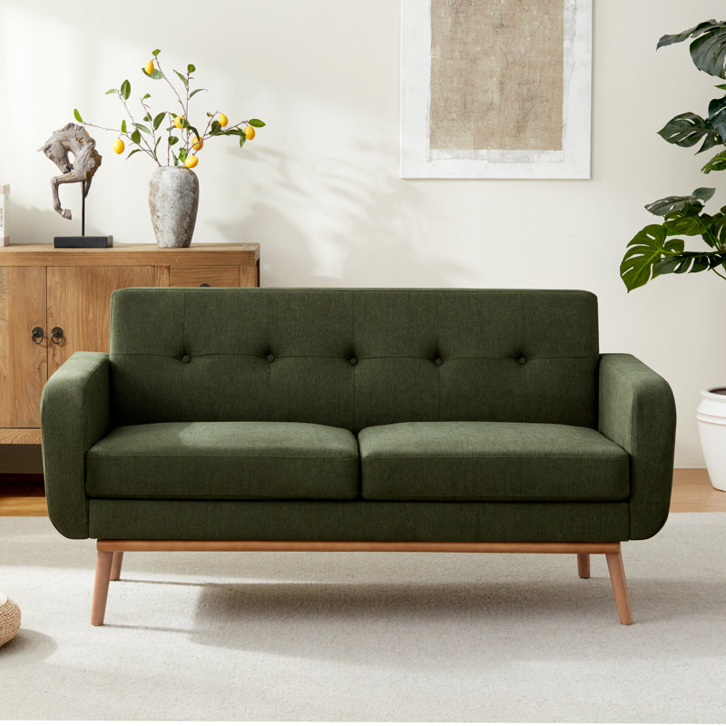 Analeah 60.2" W Square Arm Loveseat, Green
