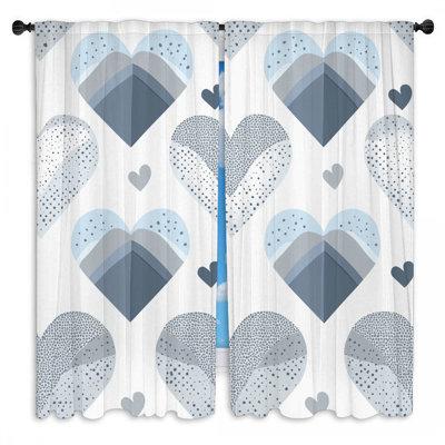 Hearts Window Curtains  Romantic Parisian Drapes - 2 Panels