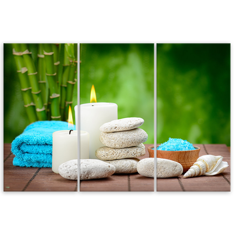 Leinwandbild Zen Candle Bamboo Stone