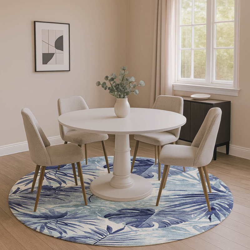 Premium Machine Washable Fairwood AMF1886 Floral Rug, Round 8'