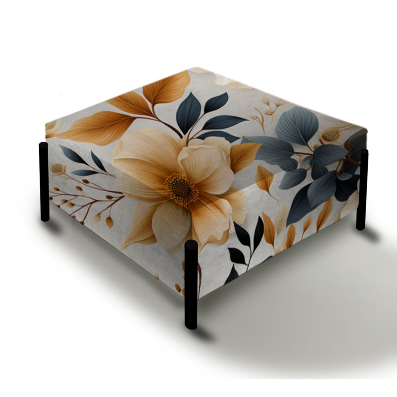 Boho Earthy Blooms - Floral Large Square Ottoman