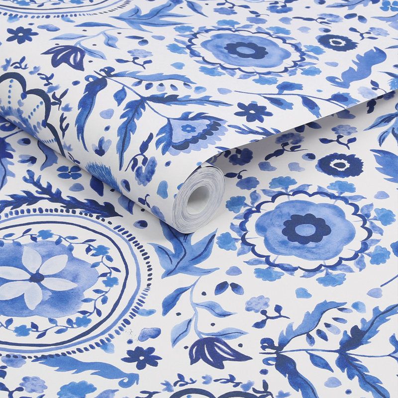 Joules Floral Wallpaper Double Roll, Blue
