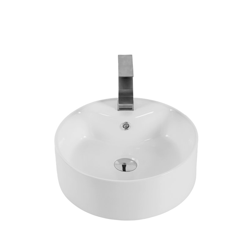 Lavabo de salle de bain rond en céramique blanc - Décoration polyvalente pour lavabo de comptoir Modern